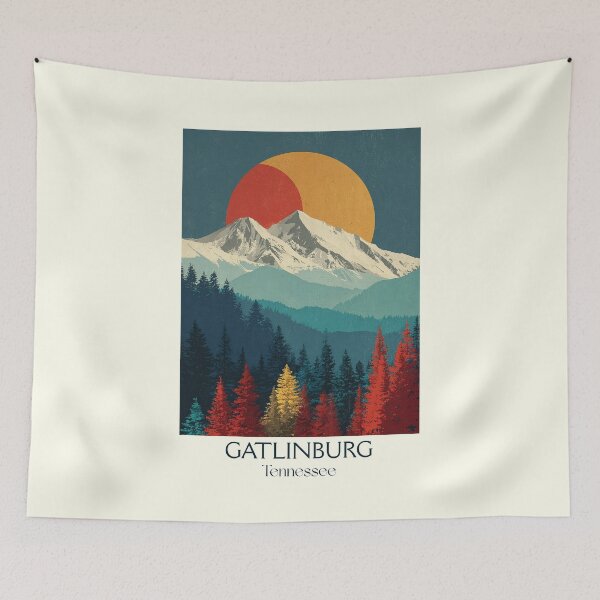 Item preview, Gatlinburg Tennessee Vintage Travel Art | Great Smoky Mountains designed and sold by TuncGK.