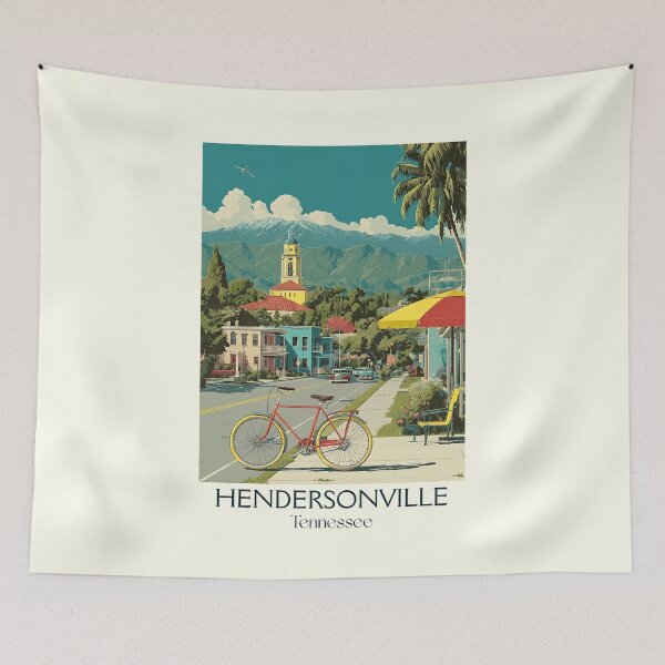 Item preview, Hendersonville Tennessee Retro Wall Art | City by the Lake designed and sold by TuncGK.