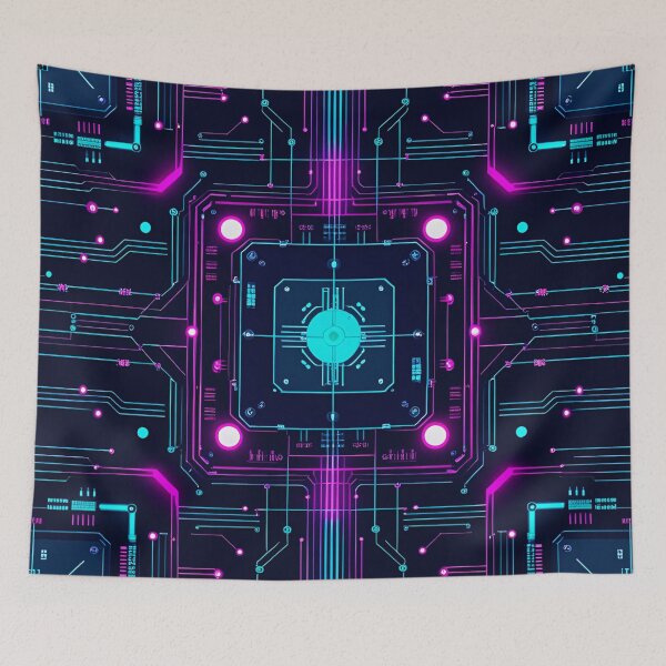 Item preview, Neon Cybercircuit Trace Grid 3 designed and sold by Tom-Johnson.