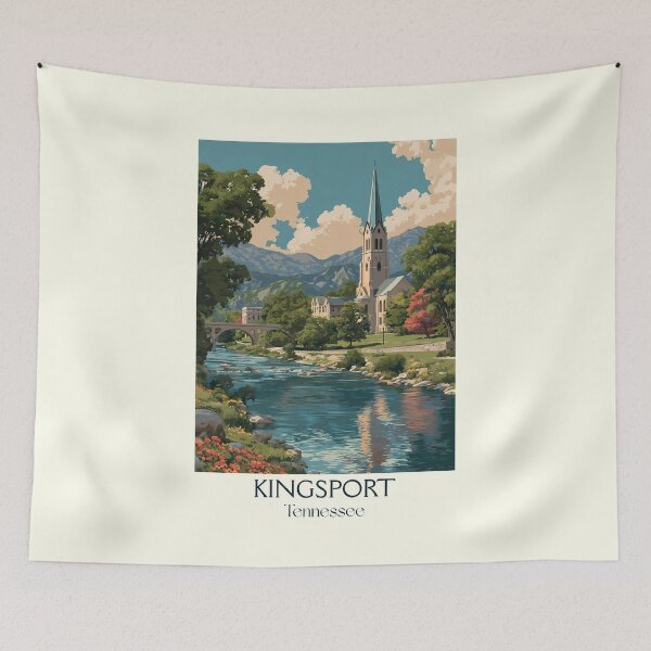 Item preview, Kingsport Tennessee Vintage Travel Art | River Scenery designed and sold by TuncGK.