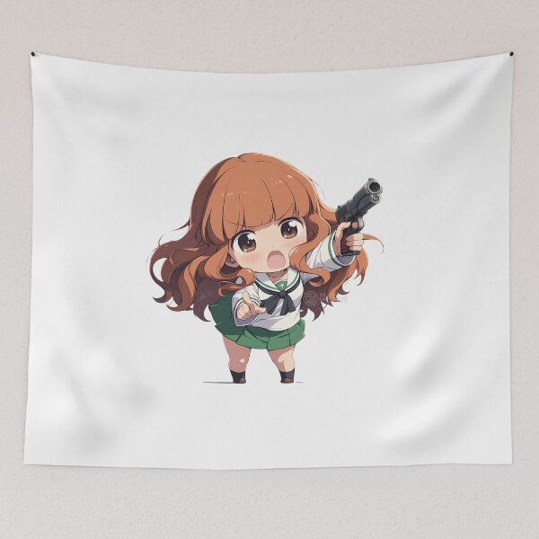 Item preview, Saori Takebe Girls und Panzer Chibi Kawaii Anime Girl Gun designed and sold by PMartistStudio.