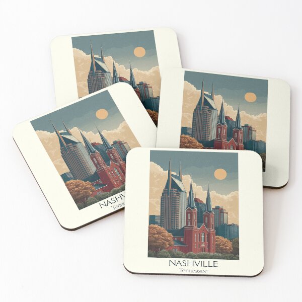 Item preview, Nashville Tennessee Retro Wall Art | Music City Skyline designed and sold by TuncGK.