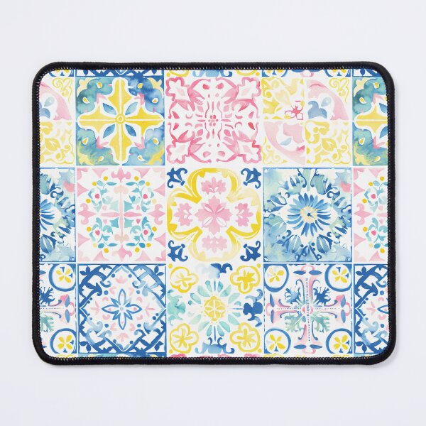 Item preview, Watercolor Pastel Geometric Floral Portuguese Tile designed and sold by imaginefountain.