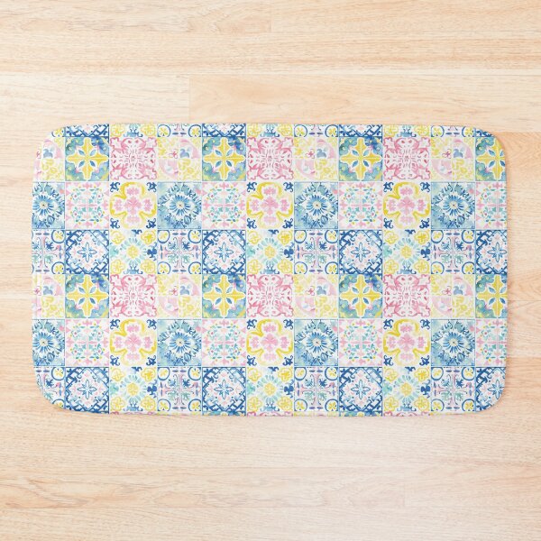 Item preview, Watercolor Pastel Geometric Floral Portuguese Tile designed and sold by imaginefountain.
