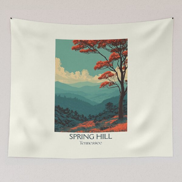 Item preview, Spring Hill Tennessee Retro Wall Art | Middle Tennessee Hills designed and sold by TuncGK.