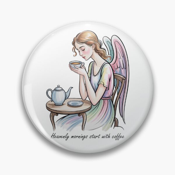 Item preview, Heavenly Mornings Start With Coffee – Angel Drinking Coffee designed and sold by WikaKowalczyk.