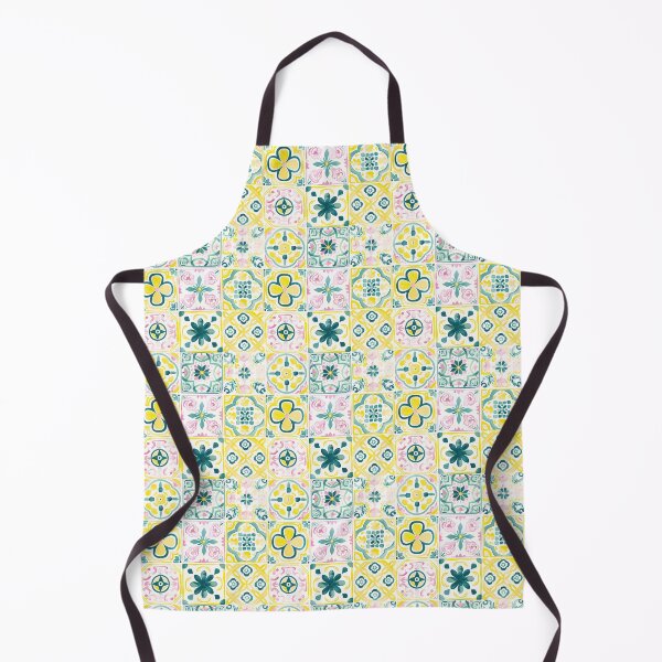 Item preview, Watercolor Geometric Floral Portuguese Tiles – Pastel Yellow Pink Green Pattern designed and sold by imaginefountain.