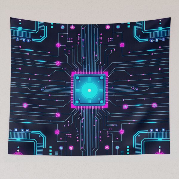 Item preview, Neon Cybercircuit Trace Grid 9 designed and sold by Tom-Johnson.