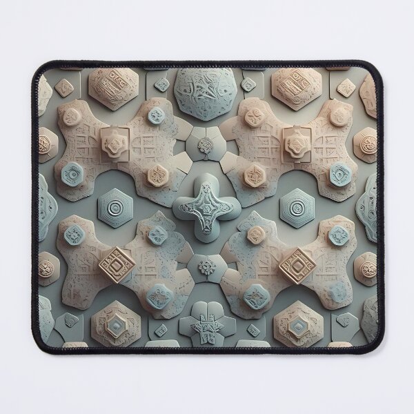 Item preview, Blue Beige Organic Blob Shapes, Pale Pastel Colors, Diagonal Repeated Hexagonal Pattern Textures designed and sold by Digital-Davinci.