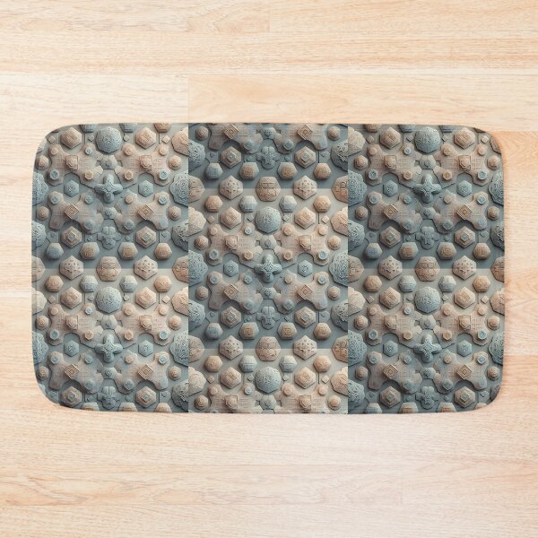 Item preview, Blue Beige Organic Blob Shapes, Pale Pastel Colors,  Diagonal Repeated Hexagonal Pattern Textures  designed and sold by Digital-Davinci.