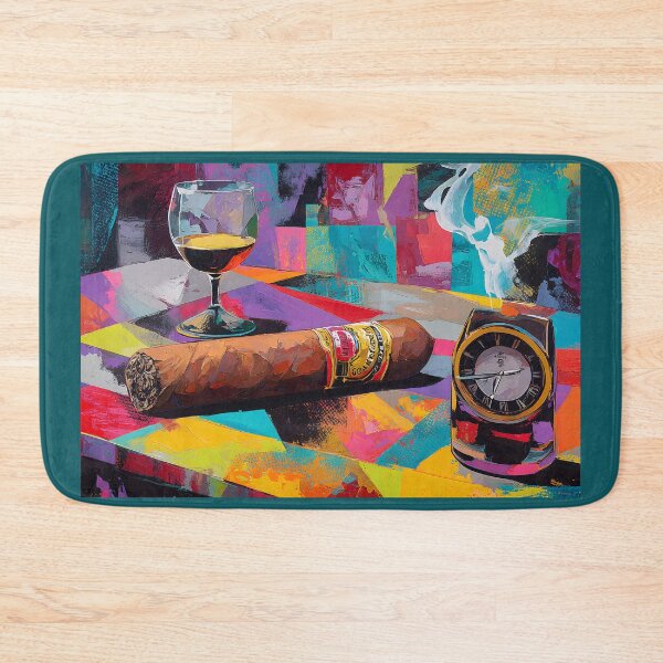 Item preview, Timeless Indulgence - Brandy Cigar and Clock in a Vibrant Geometric Celebration of Luxury designed and sold by OlfactoART Studio.