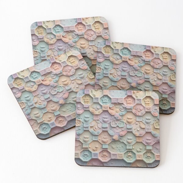Item preview,  Organic Blob Shapes, Weird Shapes, Mystic, Pale Pastel Colors,  Diagonal Repeated Hexagonal Pattern Textures  designed and sold by Digital-Davinci.