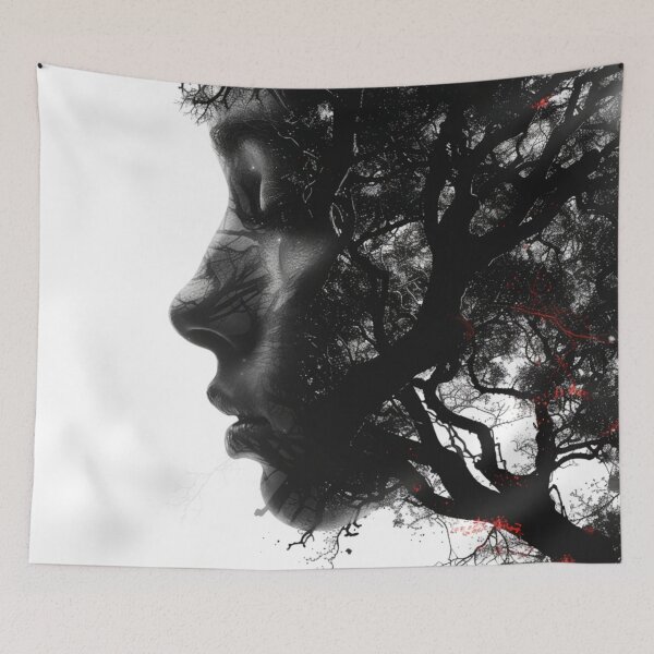 Item preview, abstract portrait, face on a mural, poster designed and sold by WishArtDesign.