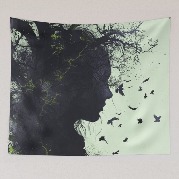 Item preview, Face in Tree, wall picture with face, abstract poster designed and sold by WishArtDesign.