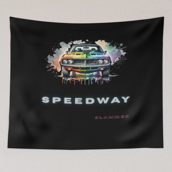 Item preview, Speedway Slammer Retro Muscle Car Multicolor Art T-Shirt designed and sold by WonderMix.