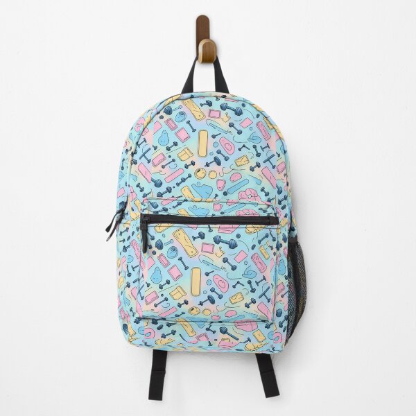 Item preview, Pink Blue Yellow, Geometric Shapes, Blue Background, Bright Colors, Diagonal Repeated Hexagonal Pattern Textures designed and sold by Digital-Davinci.