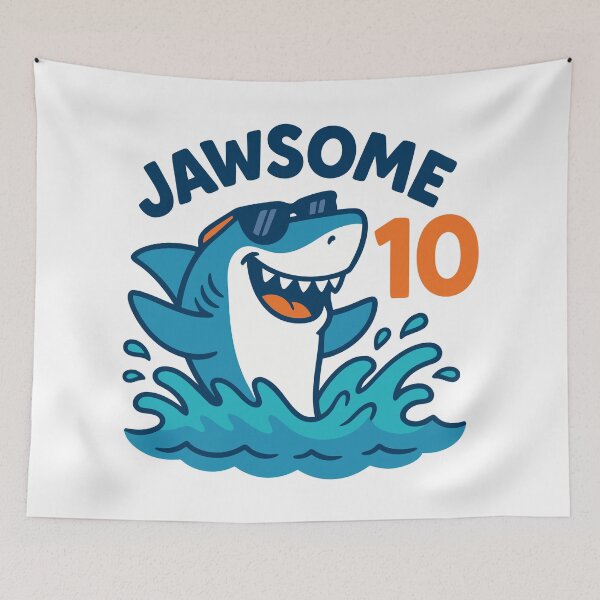 Item preview, Jawsome 10th Birthday Shark Kids Ocean Party designed and sold by Blok45.