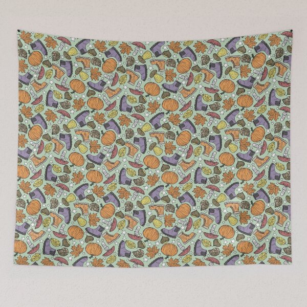 Item preview, Fall Items Tossed Pattern Autumn Mood Green designed and sold by Carlo-Atzei.