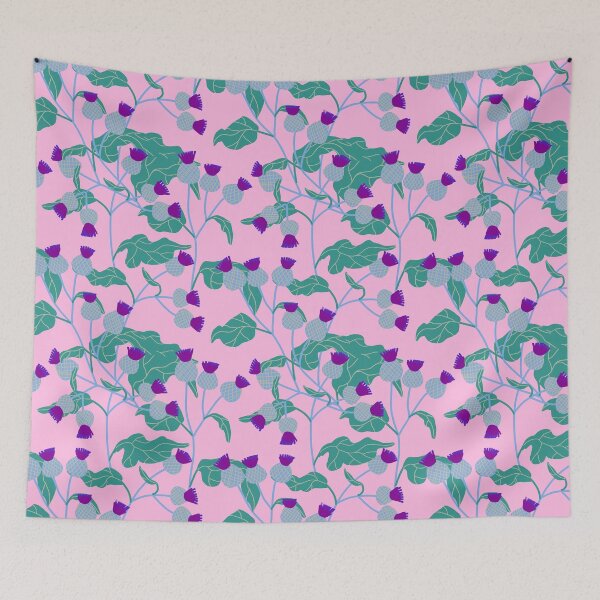 Item preview, Burdock. Hand drawn pattern on pink background designed and sold by HannaShvaikova.