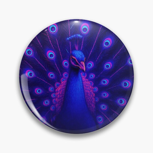 Artikelvorschau, Leuchtender Neon-Pfau – Cyberpunk Kunstprint in Blau und Violett entworfen und verkauft von BreakingWorse.
