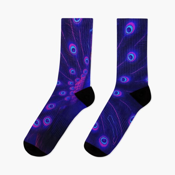 Item preview, Glowing Neon Peacock – Cyberpunk Art Print in Blue and Purple designed and sold by BreakingWorse.
