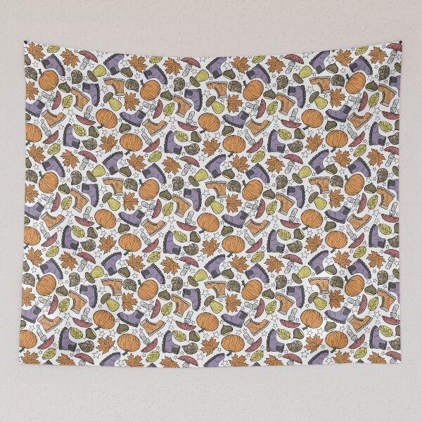 Item preview, Fall Items Tossed Pattern Autumn Mood White designed and sold by Carlo-Atzei.