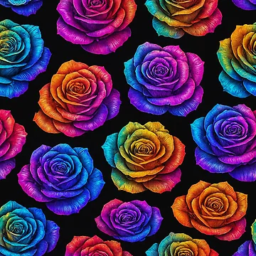 Artwork thumbnail, Vibrant Rainbow Roses Pattern by Zenvo