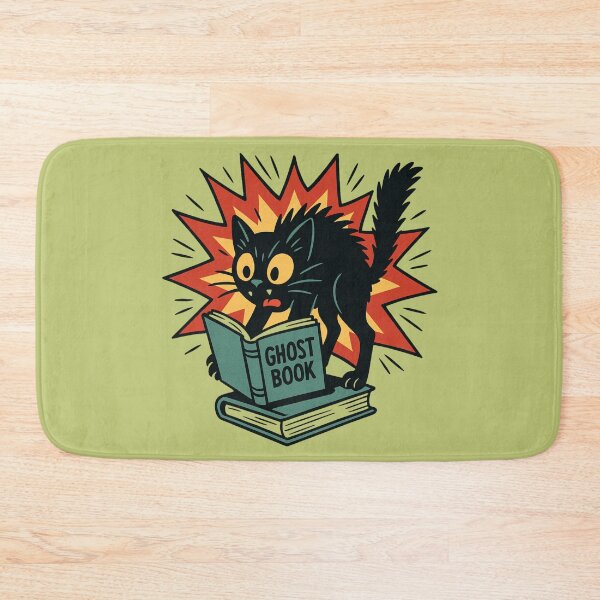 Item preview, Ghost Books  Scared Cat Reading a Haunted Book Comic Style designed and sold by Meandmyshop.