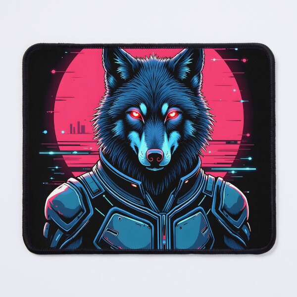 Item preview, Red-eyed cyberpunk wolf designed and sold by Fab-Haven.