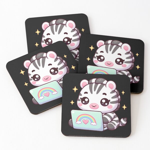 Item preview, Kawaii Zebra with Rainbow Laptop designed and sold by Cuteartistbe.