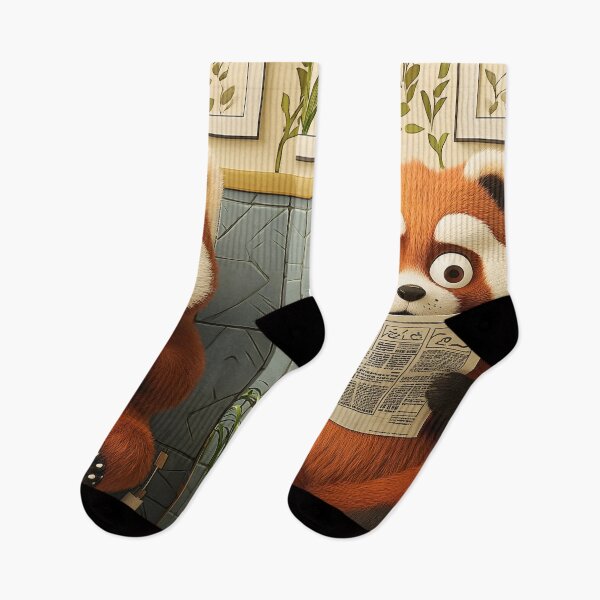 Item preview, Red Panda Discovers Headlines in Botanical Bathroom Haven designed and sold by GABRIELMURPHY.
