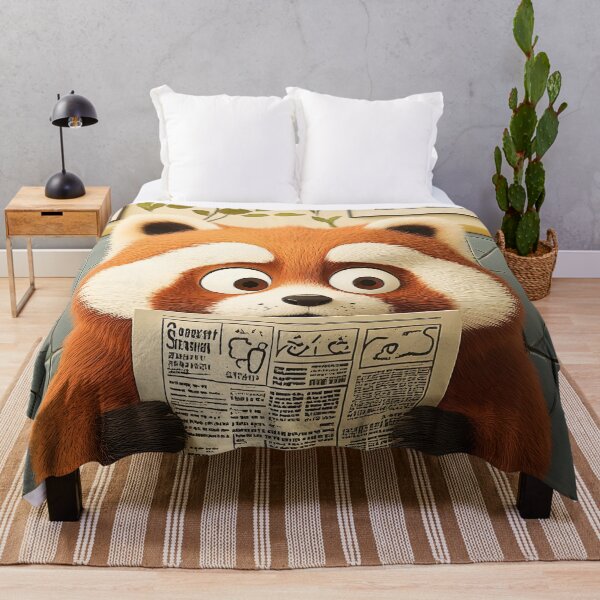 Item preview, Red Panda Discovers Headlines in Botanical Bathroom Haven designed and sold by GABRIELMURPHY.