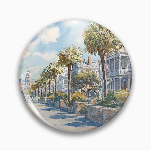 Item preview, Charleston Battery Promenade with Historic Mansions and Palmetto Trees designed and sold by daila70.
