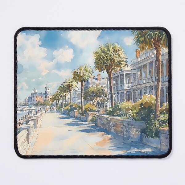 Item preview, Charleston Battery Promenade with Historic Mansions and Palmetto Trees designed and sold by daila70.