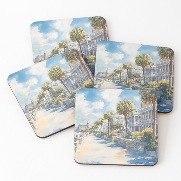 Item preview, Charleston Battery Promenade with Historic Mansions and Palmetto Trees designed and sold by daila70.