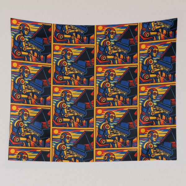 Item preview, Robot playing piano at beach designed and sold by Dogandesighn.