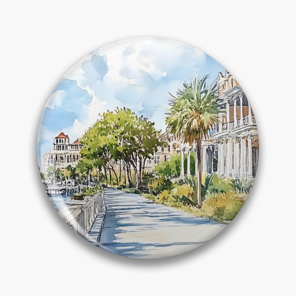 Item preview, Sunlit Charleston Battery with Palmetto-Lined Walkway and Historic Homes designed and sold by daila70.