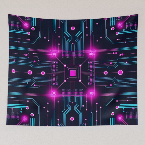 Item preview, Neon Cybercircuit Trace Grid 11 designed and sold by Tom-Johnson.