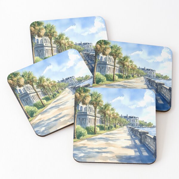 Item preview, Charleston Battery Promenade with Historic Mansions and Palmetto Trees designed and sold by daila70.