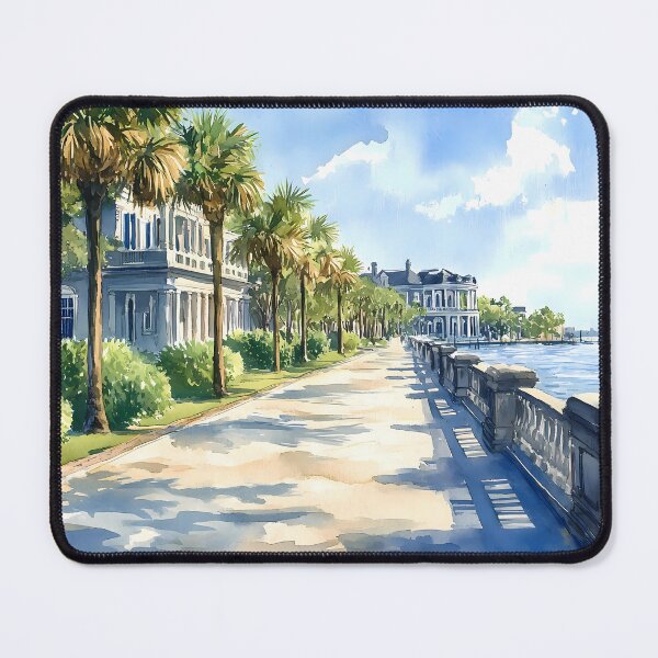 Item preview, Charleston Battery Promenade with Historic Mansions and Palmetto Trees designed and sold by daila70.