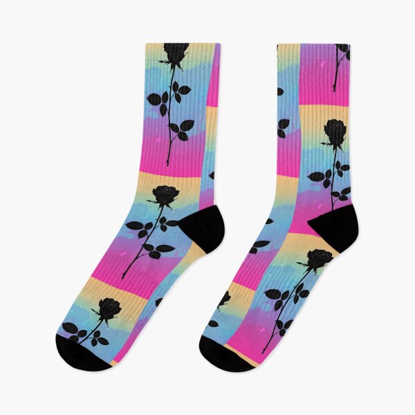 Item preview, Black rose silhouette on colorful gradient background designed and sold by AFernandesDSG.