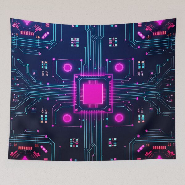 Item preview, Neon Cybercircuit Trace Grid 15 designed and sold by Tom-Johnson.