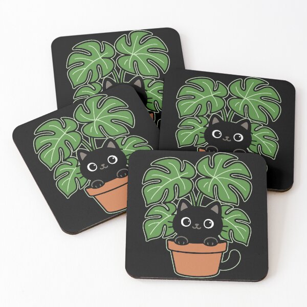 Item preview, Cat And Plant Monstera Deliciosa Kawaii designed and sold by TomFrontierArt.