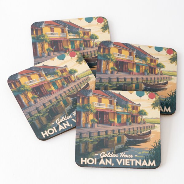 Item preview, Golden Hour in Hoi An – Retro Vietnam Travel Poster Wall Art designed and sold by Timeless Design.