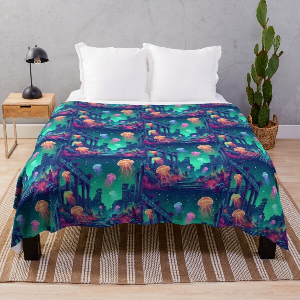 Item preview, Underwater ancient city and colorful jellyfish designed and sold by Dogandesighn.