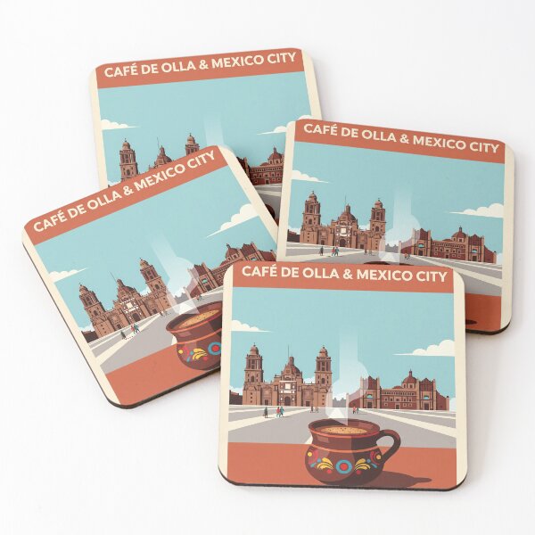 Item preview, Café de Olla in Mexico City – Spiced Retro Travel Art designed and sold by Qooler.