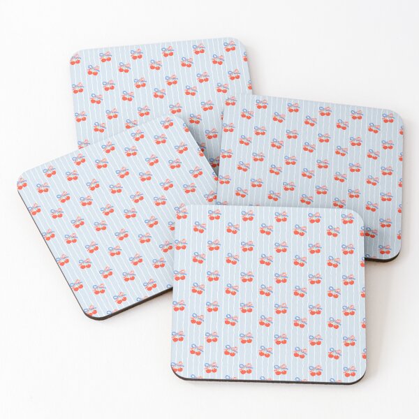 Item preview, Coquette Retro Cherries with Flag Ribbons Pattern designed and sold by smeraldosecrets.