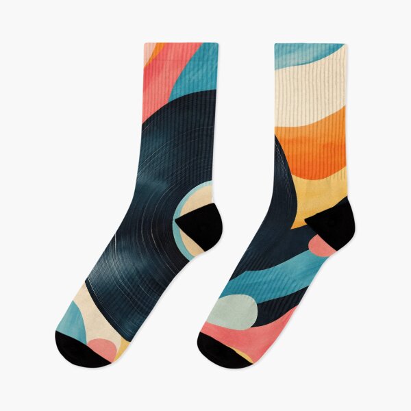 Item preview, Colorful abstract background with a black vinyl record at the center, combining artistic elements and musical nostalgia designed and sold by anytka.