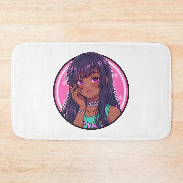 Item preview, Kawaii Anime Girl Circle Sticker – Neon Pop Aesthetic Art designed and sold by OsasChild.