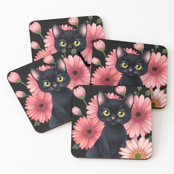 Item preview, Black cat with flowers n.9 designed and sold by Filotecnia.